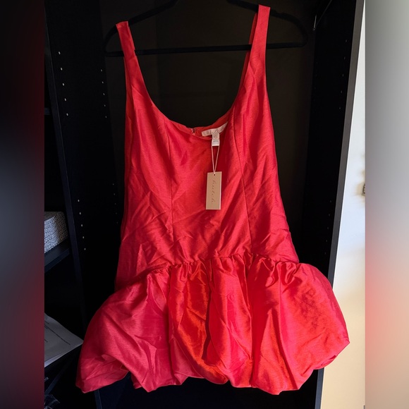 Hutch Sleeveless Satin Drop-Waist Bubble Mini Dress - Picture 2 of 4